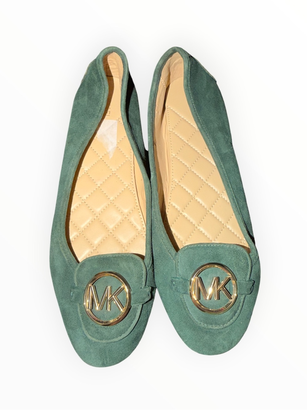 Michael Kors Green Suede MK Emblem Ballet Flats
